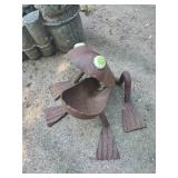 2 Garden Figurines 1 Concrete Stork and metal Frog