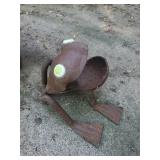 2 Garden Figurines 1 Concrete Stork and metal Frog