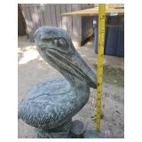2 Garden Figurines 1 Concrete Stork and metal Frog