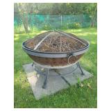 Round Steel wood burning fire pit with cover