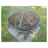 Round Steel wood burning fire pit with cover
