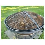 Round Steel wood burning fire pit with cover