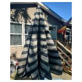 2 Plastic Adirondack Chairs with umbrella and stand/Table