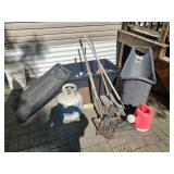 Nice lot of Garden tools Water Can Garden Cart Full propane tank