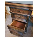 Solid Mid Century Modern Wood Office Desk with Glass Top