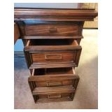 Solid Mid Century Modern Wood Office Desk with Glass Top