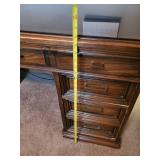 Solid Mid Century Modern Wood Office Desk with Glass Top