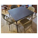 Lightly used Folding Card Table with 5 metal Folding Chairs
