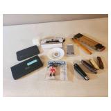 Lot of Smalls including 4 pocket knives, Lufkin extension ruler, and more