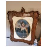 2 Gorgeous 28" Tall Turn of the century wood Frames with Lithos
