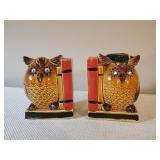 2 Unique Mid Modern Ceramic Owl Book ends