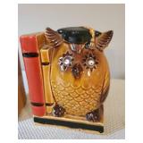 2 Unique Mid Modern Ceramic Owl Book ends