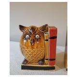 2 Unique Mid Modern Ceramic Owl Book ends