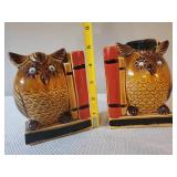 2 Unique Mid Modern Ceramic Owl Book ends