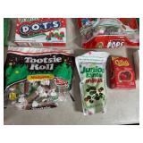 Assorted Candy, Charleston Chew, Tootsie Rolls, Chocolate Cherries, Junior Mints, Dots, and More