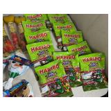 Assorted Candy, Haribo Peaches, Haribo Gummy Bears, Haribo Snakes, Blow Pops, and More