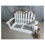 New Rustic Farmhouse Bench Swing Platform Bird Feeder
