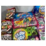 Assorted Candy, Fruit Snacks, Blow Pops, Haribo, Sour Jacks, and More