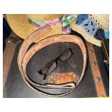 Vintage Accessories Lot with Hats, Leather Purse, Belt, Perfume, and 1980