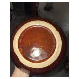 Vintage Brown Glazed Ceramic Cookie Jar Lidded Bark Pattern Canister