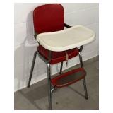 Vintage Red Metal High Chair With White Tray Mid Century Child Seat