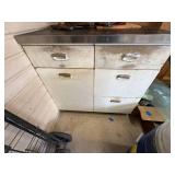Vintage Metal Kitchen Cabinet Base White Enamel Chrome Pulls
