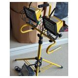 Lot Including Dual Head Tripod Halogen Work Light & Single Flood Light