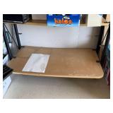 Rolling 2-Tier Utility Shelf Cart Metal Frame Wood Shelves See Photos
