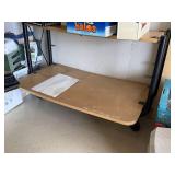 Rolling 2-Tier Utility Shelf Cart Metal Frame Wood Shelves See Photos