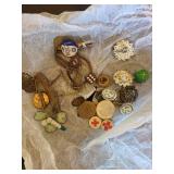 Mixed Vintage Collectibles, Pins, Tins & Dolls Mixed Lot