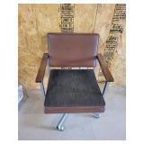Mid-Century Style Swivel Office Chair With Wood Arms