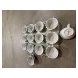 Jackson China Diner Cup Set of 18 With Tray Blue Scroll USA