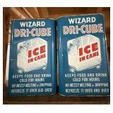 2 Wizard Dri-Cube Ice in Cans Vintage Metal Tins