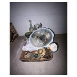 Approx. 12 Glass Bottles Bowls Vases & Lamp Parts