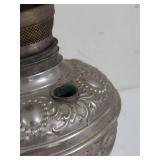 Antique Electrified Oil Lamp Milk Glass Shade Missing Cap