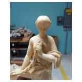 Classical Female Marble Figurine Sculpture on Marble Base 20in Neoclassical Carved in Italy