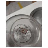 6 STEDE Pewter Plates & Pyrex Colonial Revival Glass Tea Strainer