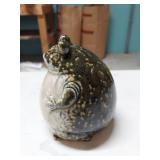 Unmarked Ceramic Frog Figurine Mottled Green White Glazed Art Pottery