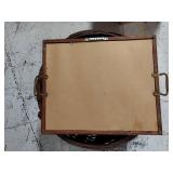 Vintage Wood Serving Tray Victorian Fashion Print Brass Handles