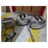 Lot Including 3 Vintage Chrome Toasters Sunbeam T-20C & 2-Slice
