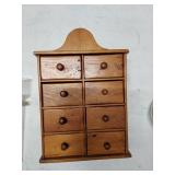 Wood Wall Mount 8 Drawer Apothecary Spice Cabinet Primitive Style
