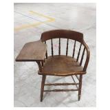College of Wooster Wooden Student Writing Arm Chair Tablet Desk