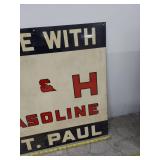 1920s M & H Gasoline St. Paul Metal Advertising Sign 24in Square