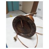 Vintage Turned Dark Walnut Wood Double Socket Table Lamp Base Pull Chain 28in