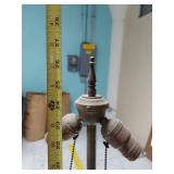 Vintage Turned Dark Walnut Wood Double Socket Table Lamp Base Pull Chain 28in