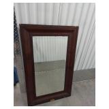 Antique Walnut Framed Beveled Glass Wall Mirror Maine State Library Label See Photos