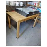 Rolling Butcher Block Style Work Table 4ft x 29in Wood Utility Cart