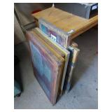 Lot Including 6 Screen Printing Frames With Screens Assorted Sizes