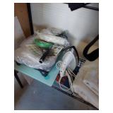 Lot Including Wire Shelf Dymo Scale Cords Paint & Household Items
