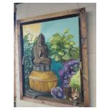 Nancy Hawkinson Buddha Garden Painting Framed Original Canvas Art